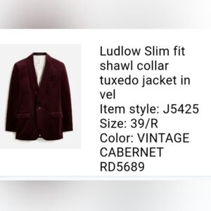 COPY - J. Crew Ludlow Slim-fit shawl-collar tuxedo jacket in velvet -- Vintage …